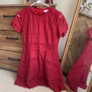 Pink Lily- Red lace mini dress